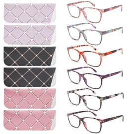 MAEOWN 6 Pack Blue Light Blocking Reading Glasses for Women Adjustable Spring Hinge Lightweight Frame Computer Readers (Multicolor, 3.00, x)