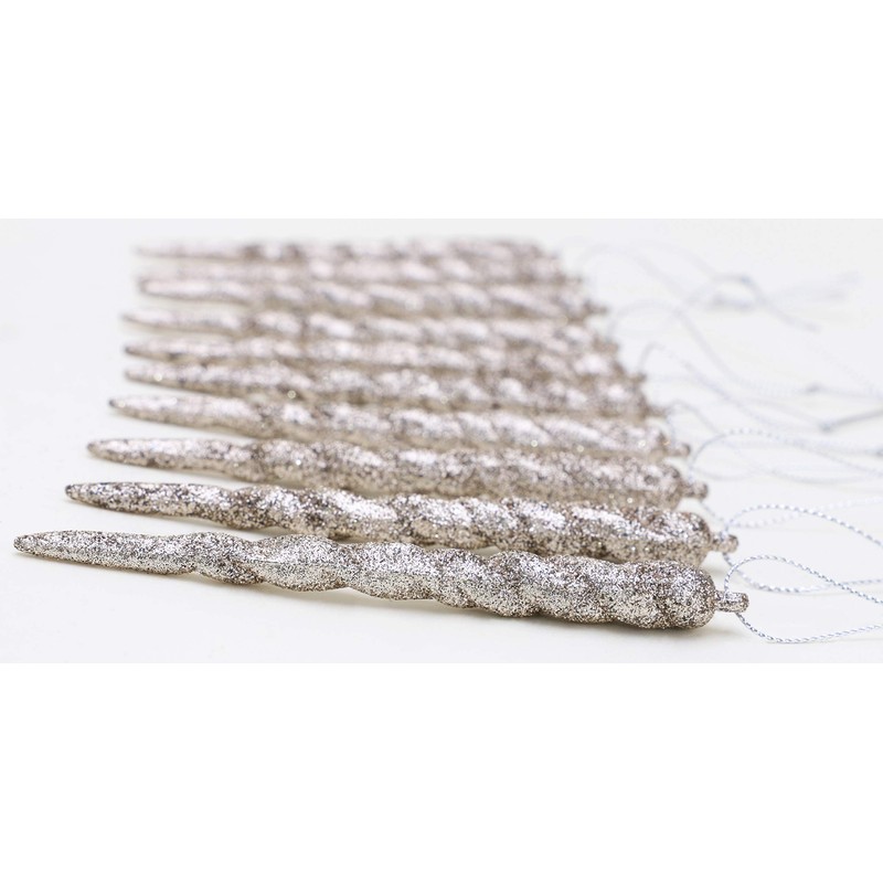 Christmas Concepts® 12cm Glitter Icicle Decorations Christmas Tree Trims (CHAMPAGNE,