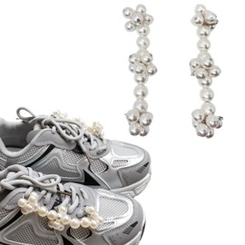 MXQHXZSX Pearl Shoe Charms for Sneakers Shoelace Charms Shoes Buckle Pearl Beaded Chain for Women Girl DIY Shoe Lace Charms Accessories