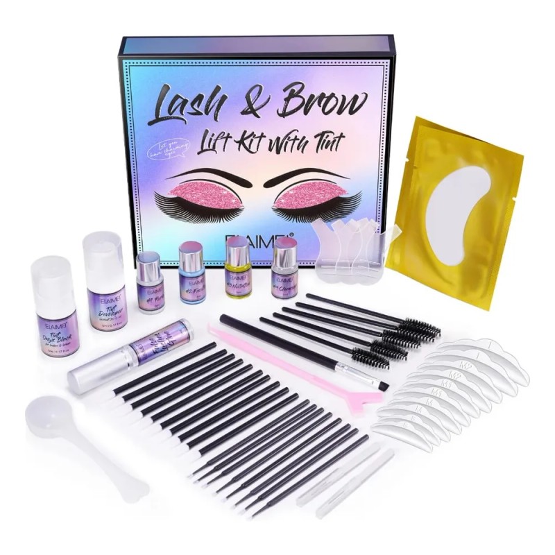 Kit Rizador De Pestañas + Laminado Cejas Con Queratina Tinte