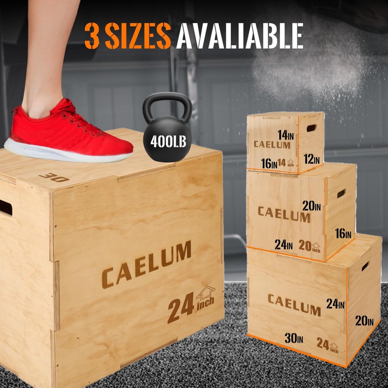 CAELUM 3-in-1 Wooden Plyo Box – Non-Slip Jump Box for