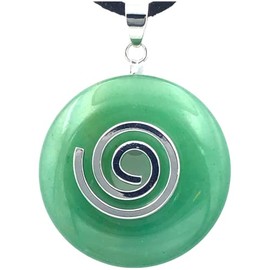 Steinfixx® - Premium Gemstone Donut with Silver Pendant | 80 cm Band | Healing Stone | Gemstone | Lucky Stone | Chakra Stone | Gift (Aventurine Green)