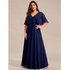 Ever-Pretty Plus Women's Ball Gown V-Neck A Line Chiffon Applique