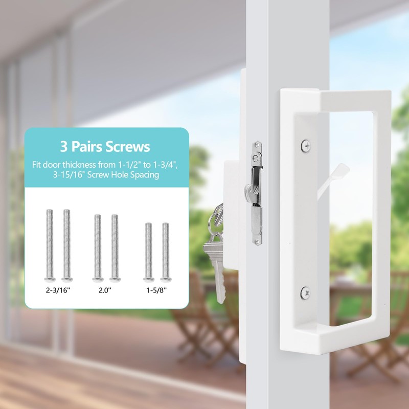 MaxxGeek Sliding Patio Door Handle Set with Key Cylinder and