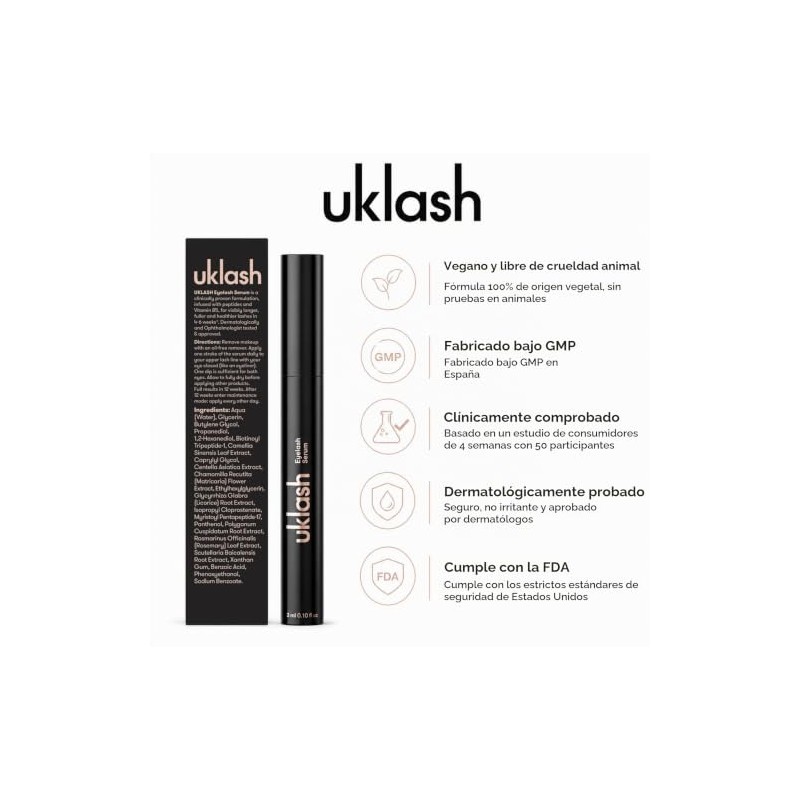UKLASH Suero para el crecimiento de pestañas para lograr pestañas