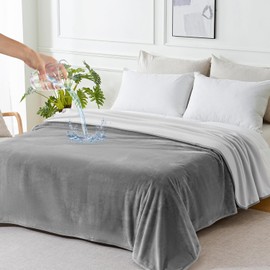 SOCHOW Waterproof Blanket for Bed Sofa Couch, Couples Blanket Waterproof 80"x90", Reversible Leakproof Bed Cover for Adults Elderly Pets, Grey & Light Grey