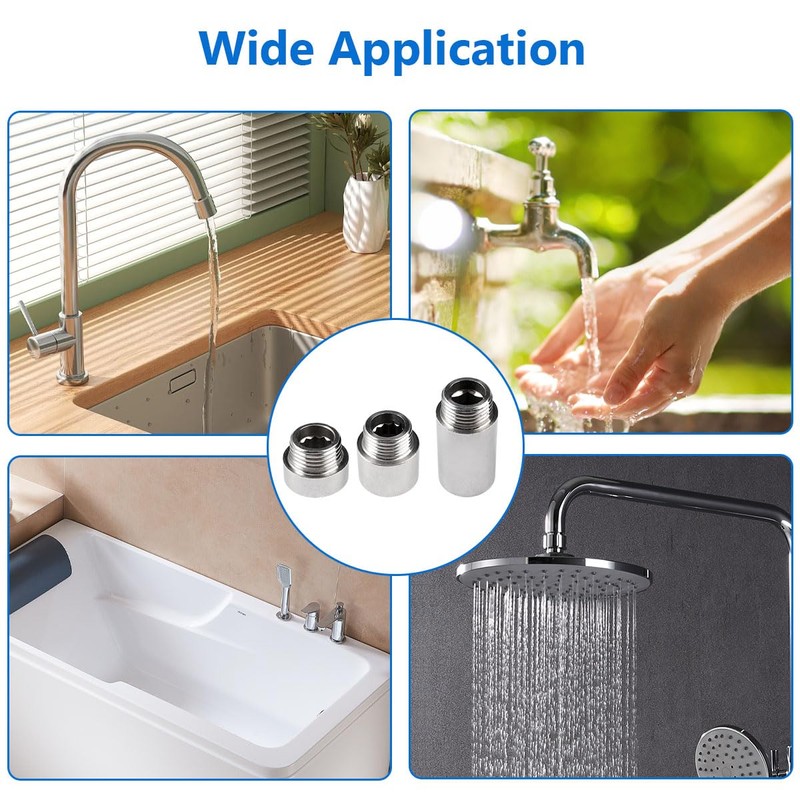 Pack of 6 Tap Extension 1/2 Inch, Stainless Steel Shower