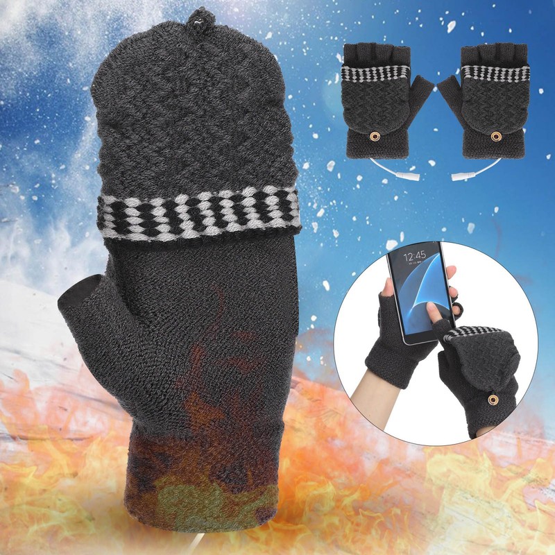 Rechargeable Heated Gloves USB Warm Laptop Glove Full Half Finger