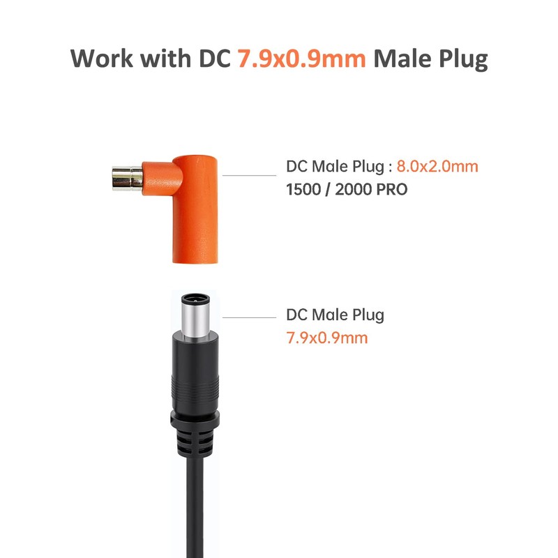Naubluvo DC 7909 to DC 8020 Adapter 90-Degree Right Angle