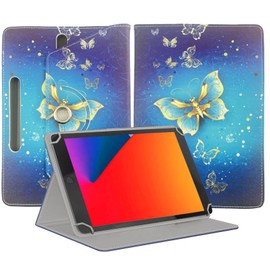EKAM Universal Stand Folio Case Cover for All 8" - Tablets kid's case for TECLAST P80T/P80, Blackview 8 Inch Tablet Tab 5, HiGrace Kids Tablet 8 inch, HAOQIN Tab 8 Case Cover (Butterfly Gold)