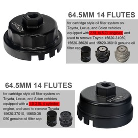 3mirrors 2Pcs Oil Filter Wrench Set, Aluminum Oil Filter Cap Removal Tool Compatible with ALL Toyota Lexus Scion RAV4 Camry Tundra Highlander with 64mm Cartridge Style Oil Filter System