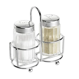 Westmark Cruet Salt and Pepper Shakers, 3 Pieces, Capacity: 50 ml each, Glass/Plastic/Stainless Steel, Traditional, Transparent/Silver, 63112260
