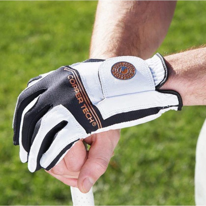 Copper Tech Gloves Men's Copper Tech Golf Glove, White/Black, One