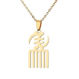 Collar con colgante de símbolo de Adinkra africano de color dorado y acero inoxidable para regalo de joyería étnica, gema na,