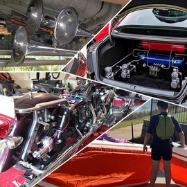 ZHSYMX Universal 150 PSI Horns Heavy Duty Dual Onboard Air Compressor, Replacement for Truck/Car Train Horn/Suspension/Ride/Bag kit/System and All 12v Vehicles like Semi/Pickup Trucks, Black 1/4 NPT