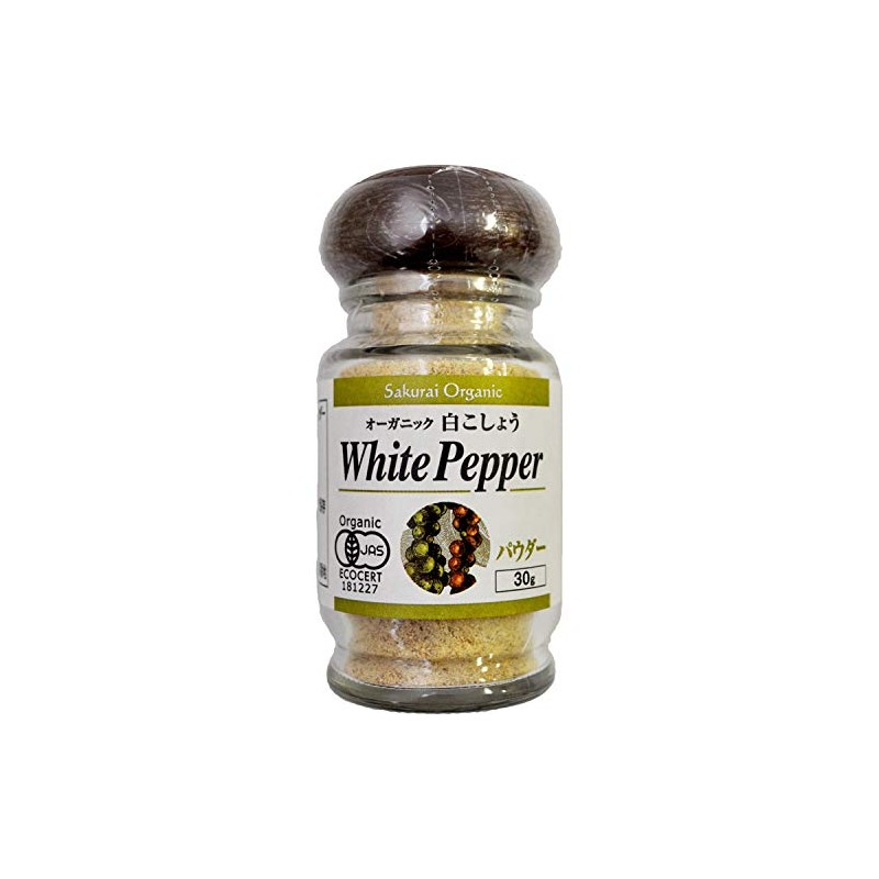 Sakurai Foods Organic White Pepper (Powder) Bottle, 1.1 oz (30