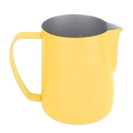 Coffee Latte Art Pitchers Bevel Design 450ml Stainless Steel Milk Frothing Pitcher for Coffee Milk Pale Yellow