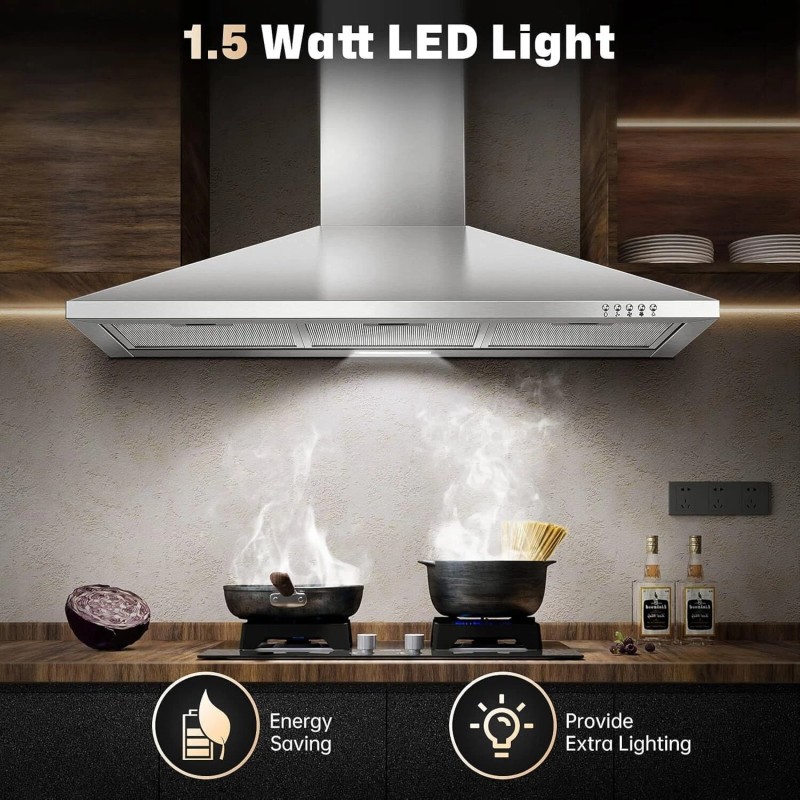 SNDOAS 36 inch Wall Mount Range Hood Kitchen Stove Vent