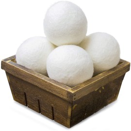 SnugPad XL Wool Dryer Balls, Natural Fabric Softener 100% Organic New Zealand Wool, Anti Static, Lint Free, Odorless, Chemical Free, Reduces Wrinkles, Baby Safe, Save Energy & Time, White 4 Count