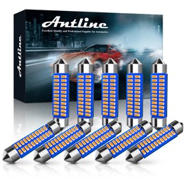 Antline 211-2 212-2 578 569 214-2 41MM 1.61”LED Bulb Amber Yellow, Super Bright Canbus Error Free 12 Volt Replacements for Interior Dome Map Vanity Mirror Sun Visor Lights (Pack of 10)