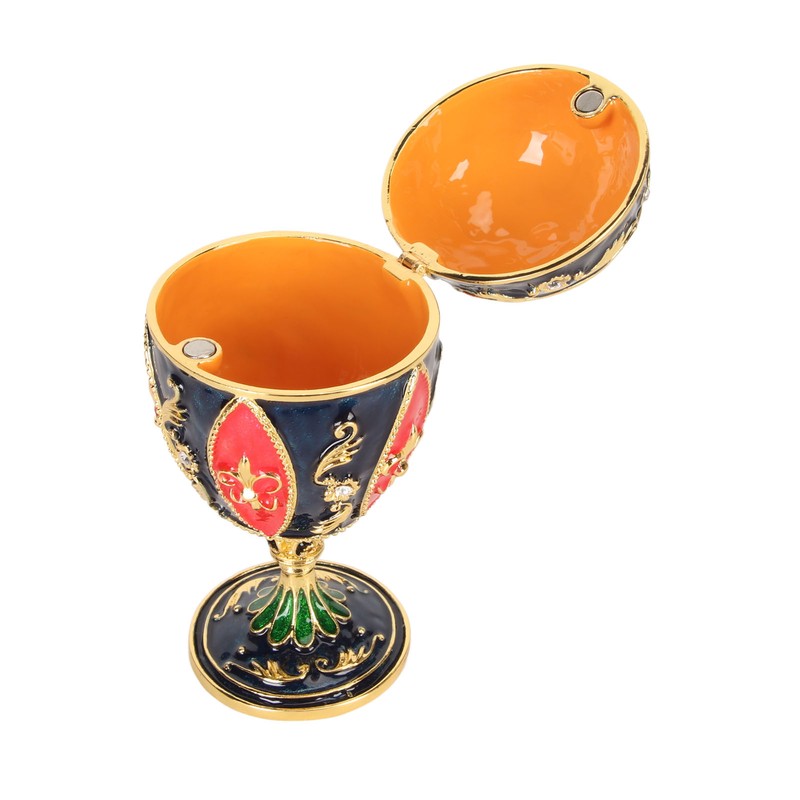 Egg Shaped Trinket Boxes Rhinestones Inlay Hand Painted Enamel Delicate