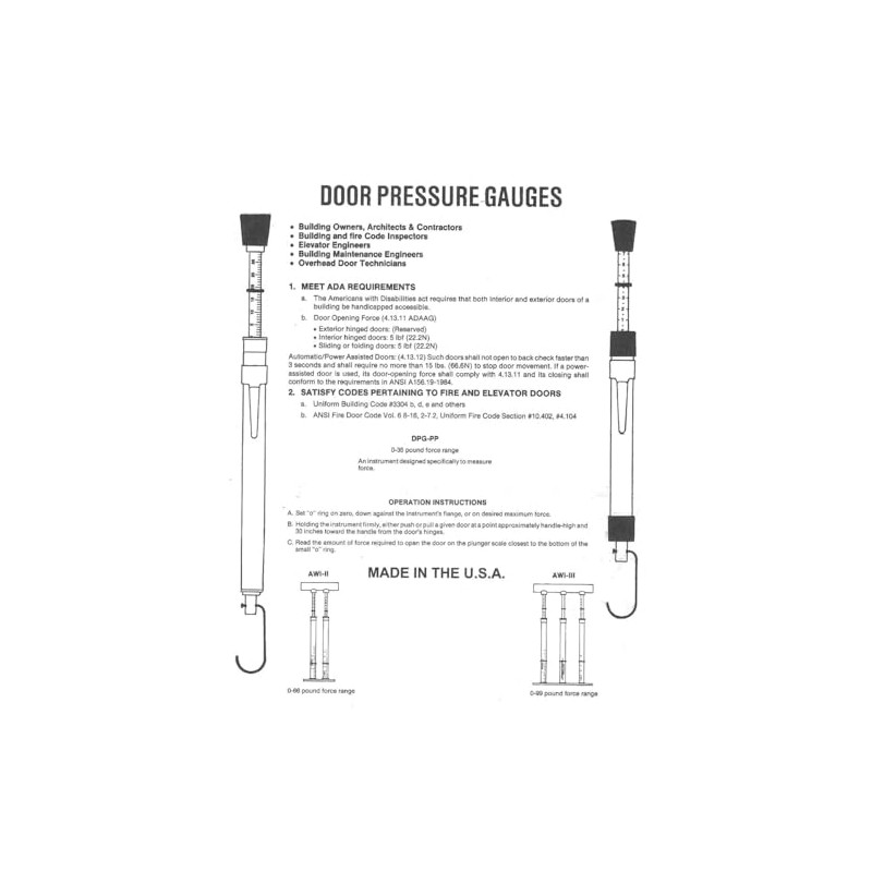 Door Pressure Gauge Push-Pull, 0-35 Lbs with Plastic Protective Tube