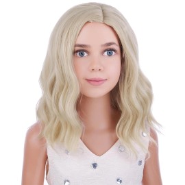 Pattnium Blonde Wig for Kids Girls Light Blonde Wig Child Short Curly Wavy Wig Cosplay