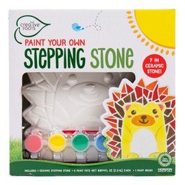 Creative Roots Mosaic Hedgehog Stepping Stone, Includes 7-Inch Ceramic Stone & 6 Vibrant Paints, DIY Garden Stepping Stone Kit for Kids Ages 6+