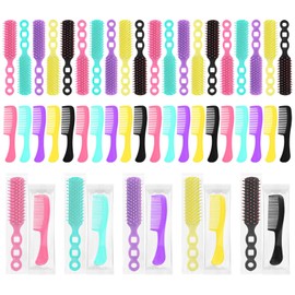 Hair Brush and Combs Bulk Individually Wrapped for Homeless,Disposable Hair Combs Bulk Hair Brushes Detangling Hairbrush for Women Shelter Nursing Hotel Church Charity Supplies50