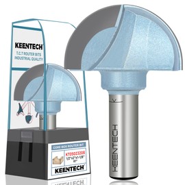 KEENTECH Core Box Router Bit, 1/2" Shank Round Nose Bit for Woodworking, Industrial-Grade Carbide Tipped, 2" Diameter × 1-1/8" Cutting Depth