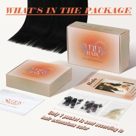 Sunny Wire Hair Extensions Real Human Hair Fish Line Human Hair Extensions Invisible Wire Extensions Jet Black #1 22 Inch