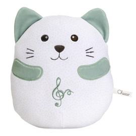Chicco Purring Cat, Interactive Plush Toy, Imitates the Sound and Vibrations of a Purring Cat, Classic Music, Soft Cushion, Machine Washable, Baby Toy from 0 Months