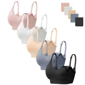 HBselect - Sujetadores de maternidad para mujer, paquete de 5 sujetadores de lactancia para lactancia materna, sin costuras, para embarazo, sueño con extensores adicionales, Paquete de 5