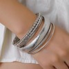 RINTOLER 10Pcs Silver Bangle Bracelets Set for Women - Chunky