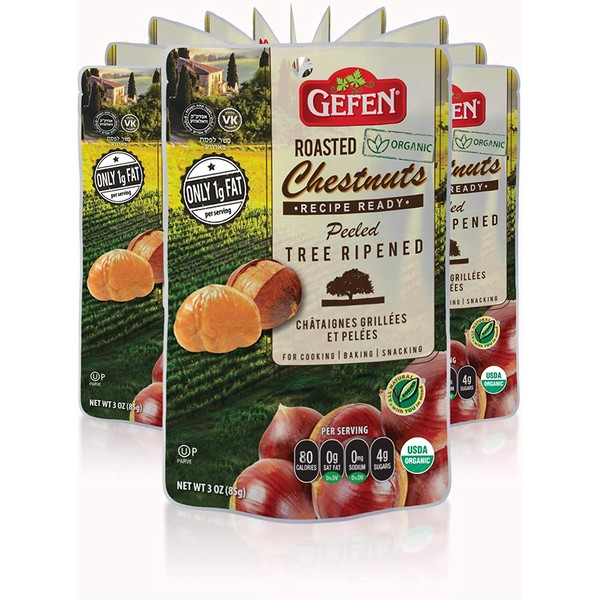 Gefen Organic Whole Roasted & Peeled Chestnuts, 3oz (12 Pack)