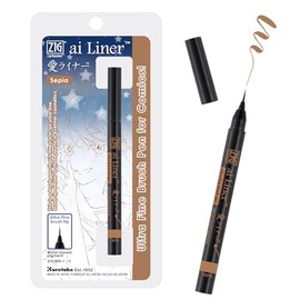 Kuretake ZIG ai Liner, Ultra fine Brush tip pen, SEPIA, Perfect for Delicate Expressions in illustration, calligraphy,Manga, lettering, Sketch, Made in Japan