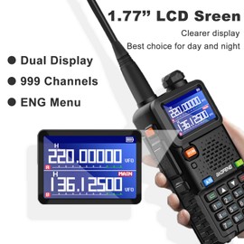 BAOFENG GM-5RH Walkie Talkie 999 Channels 1.77inch LCD Screen GMRS Two Way Radio Long Range with 18.89in Tactical Antenna GMRS Radio