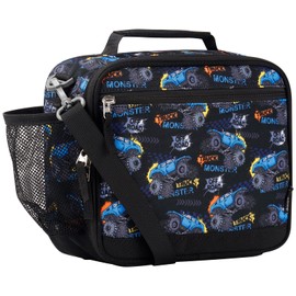 Choco Mocha Monster Truck Lunch Box for Boys & Kids - Black, Shoulder Strap for Preschool & Kindergarten Kids 3yrs+