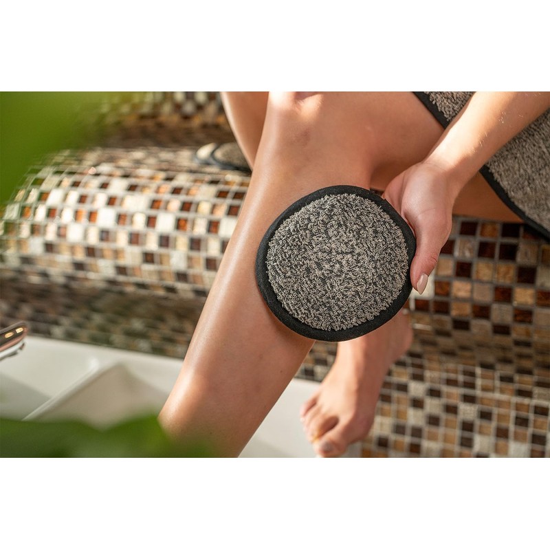 sositex Cosmetic sponge, black/natural, sauna line, premium linen product, made