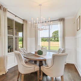 Rviezza French Country Chandelier, 12-Light White Farmhouse Chandeliers for Dining Room, Classic Candle Ceiling Pendant Light Fixture for Living Room, Foyer, Kitchen Island, Bedroom, Entryway