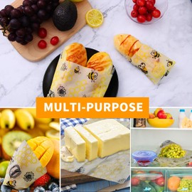 BALFER Set of 8 Beeswax Wraps, Wax Paper, Beeswax Tissues made of Natural Beeswax and OEKO-TEX® Cotton for Natural Food Storage, Cheese and Sandwich Packaging