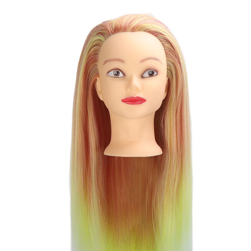 Hairdressing Mannequin Head Synthetic Braiding Hair Hairdresser Head Gradient Orange