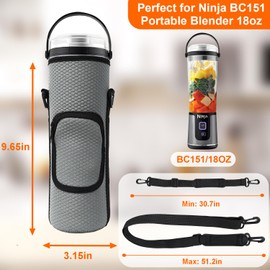Storage Bag for Ninja Portable Blender Dust Cover Sleeve with Shoulder Strap, Accessory Pocket for Ninja BC151NV/BC51NV/BC151BK/BC151CR/BC151EM/ BC151PR/BC151WH/BC155PS Portable Blender (Grey Lozenge)