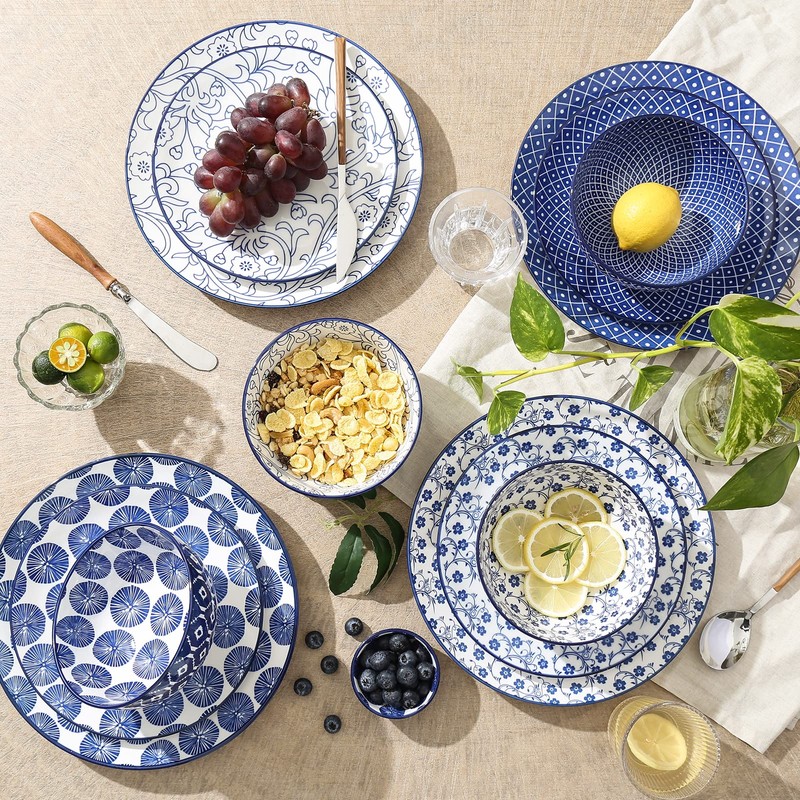 Selamica Ceramic Dinnerware Sets, 12-Pieces Plates and Bowls Sets, Scratch