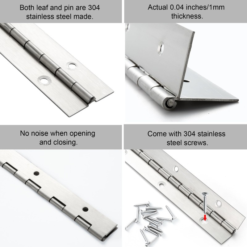 Piano Hinge 48 Inch x 1.2 Inch Heavy Duty Continuous