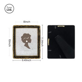 Tone Link. Vintage Picture Frame 8x10 Luxury Antique Picture Frame Glass Front Table Wall Hanging Gold and Black