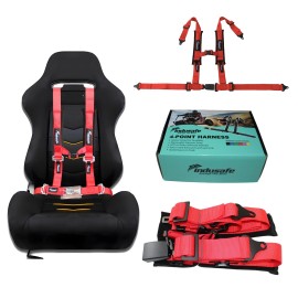 Indusafe Pair of RED 2" 4 Point Harness Racing Safety Seat Belts Shoulder Strap ATV UTV