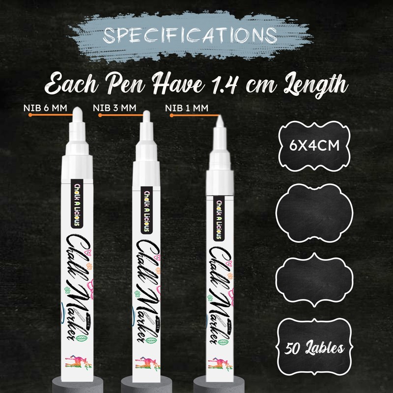 Chalk A licious 3x White Chalk Pens for Blackboards with