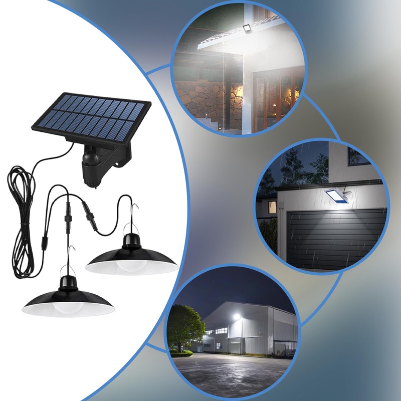 Shed Solar Light,Work Light with 2 Heads | Waterproof Solar