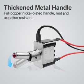 OELFFOW Pre-Wired Button Switch Rocker Switch Toggle Switch DC 20A/12V On/Off 3-Pin 2-Position Power Transfer Switch with Red LED, Waterproof Cap